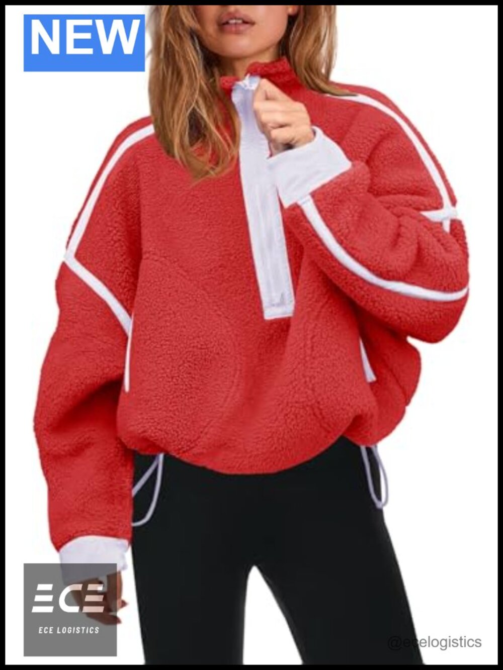Womens Half Zip Fleece Pullover Sherpa Jacket Zip Pockets